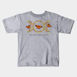 Triple Moon Goddess Flowers Butterflies Kids T-Shirt